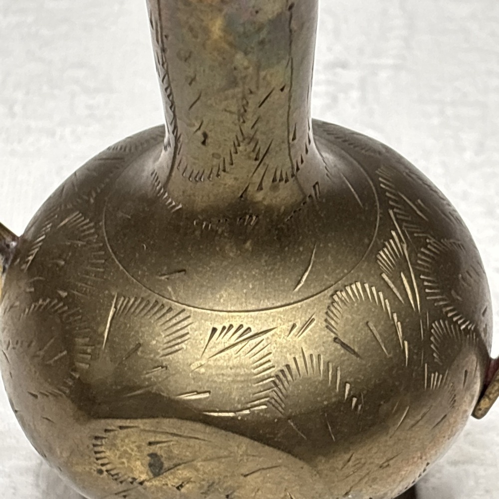 Antique Indian Brass Teapot decor With Hinged Lid 10" Tall - Picture 13 of 16